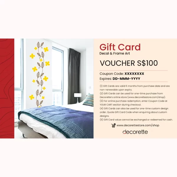 Shop decals, frame art with Gift Card S$100 - Decorette